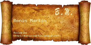 Benis Martin névjegykártya